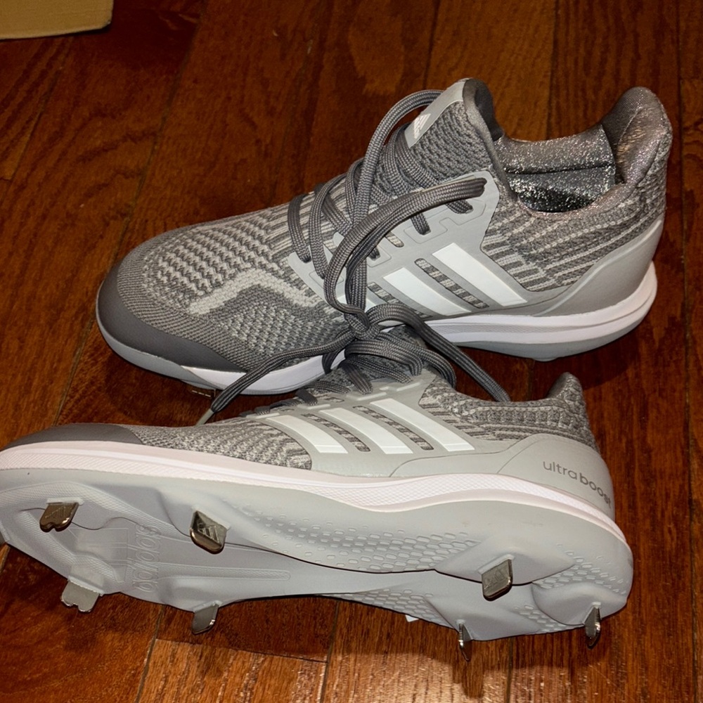 Adidas Gray and White Ultra Boost Cleats
